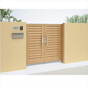 【マラソン対象】【送料無料】【法人様限定商品 個人宅・現場配送不可】四国化成 アレグリア門扉 TL5型 柱仕様 両開き 1016 木調タイプ『ゲート 部材 ガーデン 住宅 境界 入口 塀 壁 diy おし