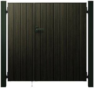 【送料無料】YKKAP ルシアス門扉TM2型 親子開き 門柱仕様 04・08-12 内開き仕様 UME-V-TM2『木調 ゲート 部材 ガーデン 住宅 境界 入口 塀 壁 diy おしゃれ 形材 門扉』 木調カラー(門柱:アルミカラー)