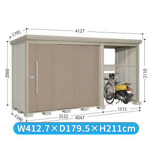 タクボ物置 TP/ストックマンプラスアルファ TP-4015 『物置 屋外 大型 倉庫 小屋 収納庫 diy サイクルポート タイヤ テント 庭 おしゃれ』【追加金額で取付工事可能】 カーボンブラウン