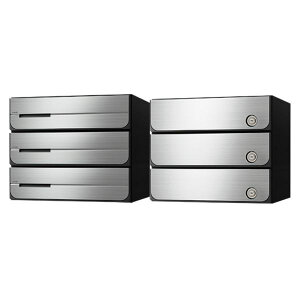 ナスタ 集合住宅用ポスト 前入後出/室内タイプ ヨコ型/上開き 可変ダイヤル錠 戸数3 KS-MB3102PU-3LK-SV シルバー