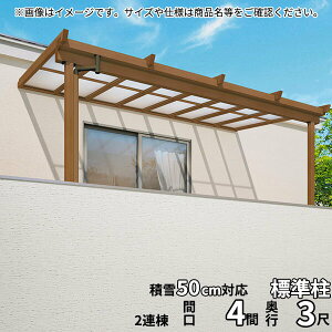 【マラソン対象】【送料無料】三協アルミ 2階設置型テラス ナチュレNU型 4.0間×3尺 壁付け納まり 1500タイプ 関東間 2連結 TPUB-2430C 熱線遮断ポリカ『木調 2階用 おしゃれ DIY 雨よけ 洗濯干し場