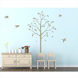 東京ステッカー 高級ウォールステッカー 植物 林檎の木と小鳥 Mサイズ *TS0051-FM グリーン 『おしゃれ かわいい』 『壁 シール』