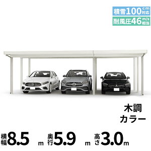 【キャンペーン対象商品】【商品のみ】カーポート 3台用 YKK YKKAP ジーポート Pro 3000タイプ 横材なし 明かり取りなし 間口(2)連結柱9本 M60-55・30 H30『 折板 セッパン カーポート 車庫 ガレージ