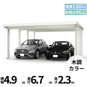 【キャンペーン対象商品】【商品のみ】カーポート 2台用 YKK YKKAP ジーポート Pro 4500タイプ 横材なし 明かり取りなし 奥行延長柱8本 J55・12-48 H24『 折板 セッパン カーポート 車庫 ガレージ 駐