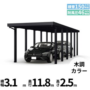 【キャンペーン対象商品】【商品のみ】カーポート 2台用 YKK YKKAP ジーポート Pro 4500タイプ 横材なし 明かり取りなし 奥行(2)連結柱12本 J60・60-30 H25(凍上柱)『 折板 セッパン カーポート 車庫