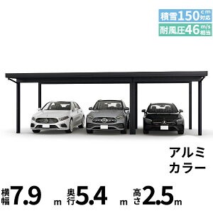 【キャンペーン対象商品】【商品のみ】カーポート 3台用 YKK YKKAP ジーポート Pro 4500タイプ 横材なし 明かり取りなし 間口(2)連結柱6本 M55-48・30 H25『 折板 セッパン カーポート 車庫 ガレージ