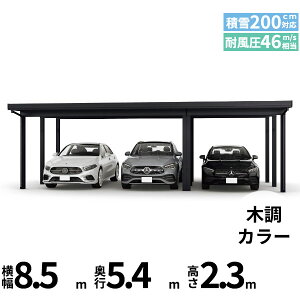 【キャンペーン対象商品】【商品のみ】カーポート 3台用 YKK YKKAP ジーポート Pro 6000タイプ 横材なし 明かり取りなし 間口(2)連結柱9本(梁3列) M55-55・30 H24『 折板 セッパン カーポート 車庫 ガ