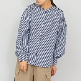 【25％OFF】 4WAYブラウス ストライプ シャツ ブラウス バンドカラー 長袖 大きいサイズ 春 夏 レディース トップス 大人 ショートブラウス ショート丈 プルオーバー ストライプブラウス ネイビー 白 シャツ レイヤード 白ブラウス ジュアル 30代 40代 50代