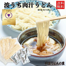 桐生 波打肉汁うどん ねじれうどん 半生麺 130g×4袋 肉汁4袋 送料無料 なみうちうどん