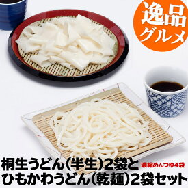 桐生うどん 270g×2 と ひもかわうどん 帯麺 170g×2 濃縮めんつゆ4袋セット 送料無料