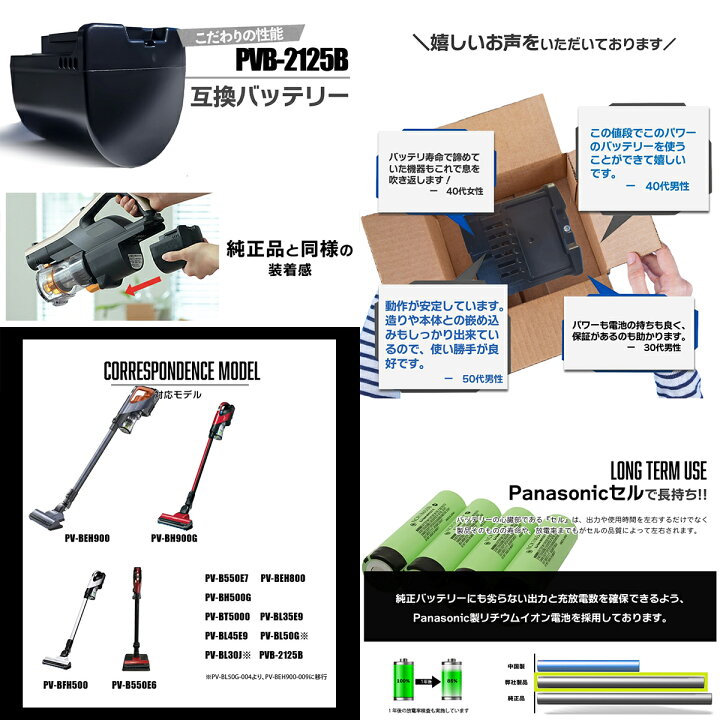 楽天市場】【パナソニックセル内蔵】 pvb-2125b 互換 バッテリー 