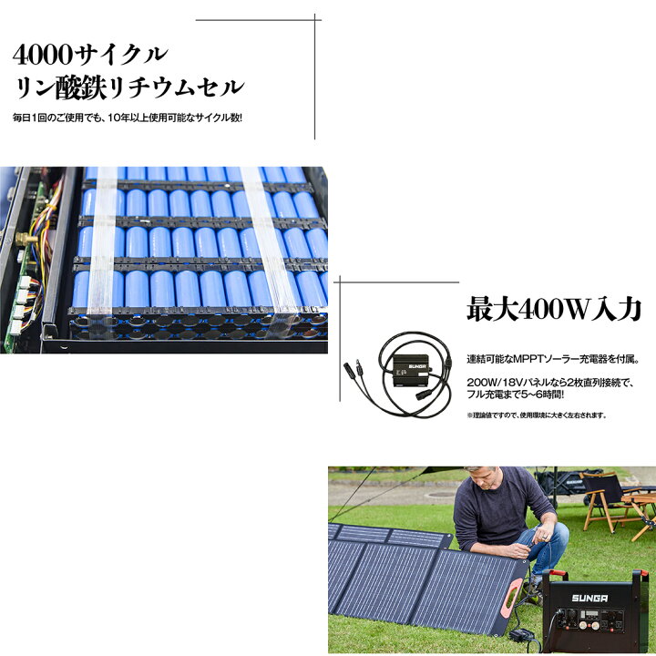 楽天市場】SUNGA ポータブル電源 LK3000 3000W 6000W 2112Wh 正弦波