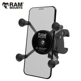 スマホをガッチリホールド！ RAM MOUNTS ラムマウント バイクスマホホルダー ジムニー 携帯マウント iphone 14 対応 Xグリップ RAMマウント 708244 RAM-HOL-UN7-400-1U ハーレー ハンターカブ ハンドルバー 自転車 クランプ オフロードバイク サイクリング