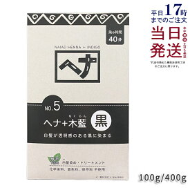 ナイアード ヘナ＋木藍 黒 400g Naiad 黒茶系 No.5 白髪染め ヘアカラー 染毛料 カラー剤 カラーリング 毛染め ヘナパウダー ヘナカラー ナイアードヘナ トリートメントヘアカラー 染髪 白髪染 白髪 天然染料 植物性100％ 正規品 送料無料