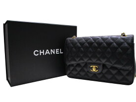 【中古・美品】CHANEL シャネル マトラッセ チェーンショルダーバッグ Wフラップ 23番台 グレインドカーフスキン キャビアスキン ブラック