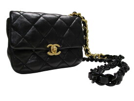 【中古・極美品】CHANEL シャネル ミニマトラッセ ラムスキン チェーンショルダー ブラック ゴールド金具　ランダムシリアル