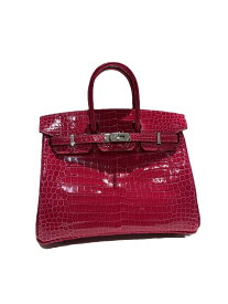 【中古】HERMES エルメス バーキン25 ポロサス W刻印 2025年製 ローズメキシコ シルバー金具 新品未使用 クロコダイル レディースバッグ