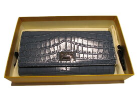 【中古】FENDI フェンディ ピーカブー 8M0427 ウォーターパイソン ブルー 長財布 美品 レディース