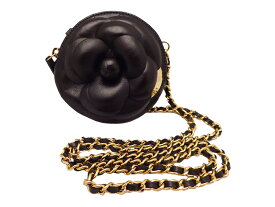 【中古】CHANEL シャネル チェーンショルダーバッグ マトラッセ カメリア チェーン クラッチ ラムスキン AP2121 バッグ ポシェット ブラック 黒