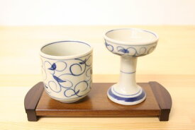 New仏器膳　ダーク色　唐草湯呑・仏飯器セット