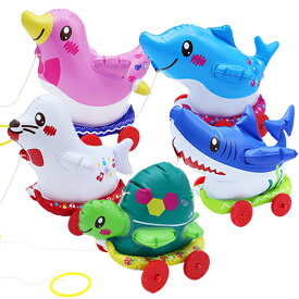 【最短当日発送】ビニール玩具 おさんぽコロコロ　キュートマリン (5個）{ お祭り 縁日 子供会 イベント 景品 夏祭り エア玩具 ビニールおもちゃ エア エアー 風船 空気ビニール 膨らむ}