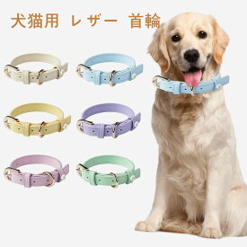 犬の首 革 輪 小型 中型 大型犬用首 輪 犬用ベーシック首 輪 調節可能 ペットの首 輪 犬猫ペット用 アウトドアやトレーニング用 フリーサイズ