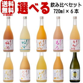 梅乃宿 720ml 6本 選べる 飲み比べセットあらごし梅酒 あらごしゆず あらごしもも あらごしみかん りんご れもん あらごしパイン みっく酒 ジンジャー 送料無料 梅の宿 リキュール 日本酒 奈良県 飲み比べ