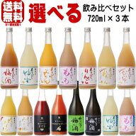 梅乃宿 720ml 3本 選べる 飲み比べセット あらごし梅酒 ゆず酒 もも みかん りんご れもん パイン あらご…