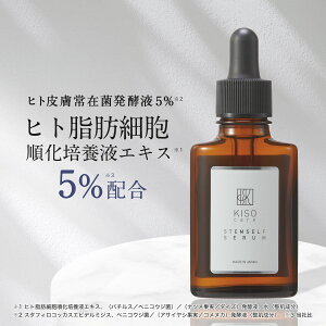 【クーポンご利用で30%OFF】美容液 国産 ヒト幹細胞培養液エキス 5% ヒト皮膚常在菌発酵液 5% 配合 キソ ステムセルフセラム 30ml 乾燥 ハリ キメ ヒト幹細胞培養液 送料無料