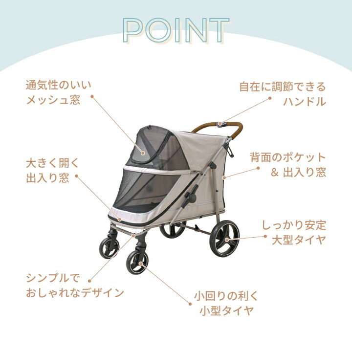 楽天市場】ペットカート 大型犬対応 折りたたみ 4輪 多頭飼い 耐荷重 