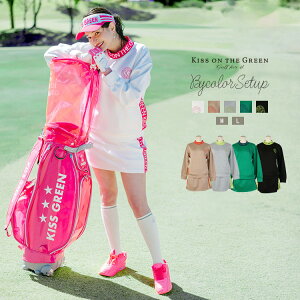 ゴルフウェア レディース ロゴジャガードリブ入りプルオーバー&スカート上下セット (スカートはインナーパンツ一体型) / ワンピース セットアップ コーデ 上下セット インナーパンツ付き