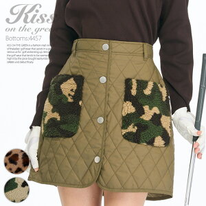 ゴルフウェア レディース ゴルフ スカート ファーポケット付きキルティングスカート 無地 中綿 カモフラ 迷彩柄はボア素材 防寒 履き心地◎ 寒さが気になるシーズンも高機能ウエアで快適