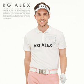 ゴルフ メンズ 半袖 無地 トップス / ゴルフモチーフロゴプリントポロシャツ / ゴルフウェア ゴルフ ポロ シャツ / KG-ALEX メンズ M-L メンズウェア ギフト 誕生日 プレゼント コンペ