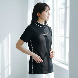 【今季新作セール40％OFF】ゴルフウェア レディース ワッフル素材 モックネック 半袖 トップス スピンドル モックネック シャツ 4581 KISS ON THE GREEN キスオンザグリーン 細見え 着痩せ 丈長め ヒップ隠れる ロゴ 刺繍 ゴルフ 女子 コーデ M L LL 3L 大きいサイズ 春 夏