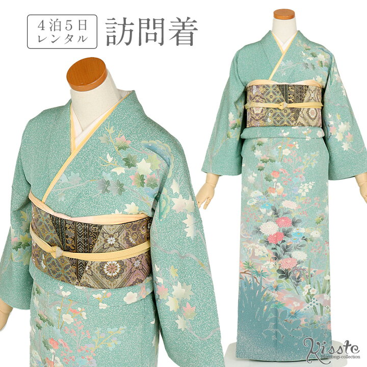 訪問着フルセット 着物 正絹 落款 叩き染 青 作家物 J8 （楽天市場 
