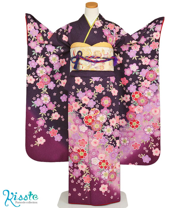 楽天市場 振袖 レンタル フルセット 桜 紫 往復送料無料 成人式 結婚式 披露宴 結納 女性 振り袖 振袖セット 振袖レンタル 安い コスプレ レトロ プレタ 正絹 レンタル きものレンタル専門店kisste