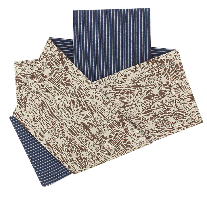 楽天市場】半幅帯 正絹 茶 リバーシブル 西陣織 阿波しじら織 帯 田舎  