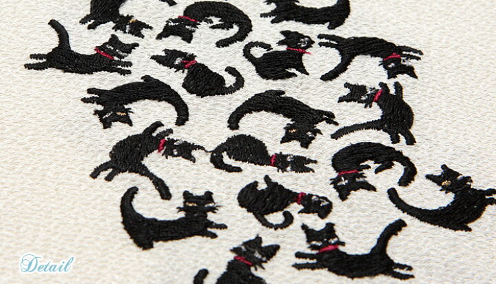 楽天市場】半襟 半衿 刺繍 ホワイト アイボリー 白 黒 猫づくし 猫 