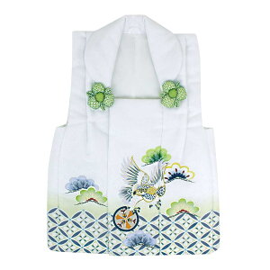 七五三 着物 3歳 男の子 被布 単品 鷹 松 七宝 白 青緑 薄黄 七五三 衣装 祝い着 中