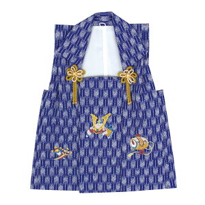 《ポイント3倍》【クーポン利用で5%オフ】七五三 着物 3歳 男の子 被布 単品 刺繍 兜 黒 青 オフホワイト 白 刺繍 金駒刺繍 日本