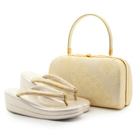 草履バッグセット 留袖用 礼装 黒留袖 色留袖 訪問着 留袖 草履 バッグ S M L LLサイズ フリーサイズ 小さいサイズ 大きいサイズ シャンパンゴールド 金 七宝華紋 華三彩 日本製 綴れ織 草履バックセット 草履バッグ 草履バック 礼装 フォーマル 草履