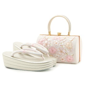 【クーポンご利用で最大10％OFF!】 振袖 草履 バッグ セット 成人式 草履バッグセット M L 白 ホワイト 衿秀 日本製 梅花 金駒 刺繍 正絹 牛革 振袖用草履バッグセット 成人式用 振袖 バッグ 振袖草履 成人式草履 成人式バッグ