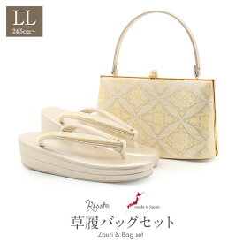 草履バッグセット 留袖用 訪問着用 草履バッグ LLサイズ 大きいサイズ ゴールド 金 花菱 松 2枚芯 日本製 痛くない 黒留袖 色留袖 礼装用 フォーマル 結婚式 ぞうり 草履 草履バック 草履バックセット 着物
