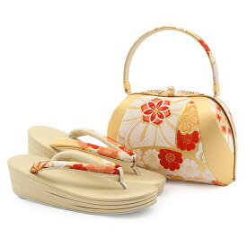 ≪3/10限定！さらにポイント5倍≫成人式 草履バックセット 振袖 草履バッグセット 草履 バッグ 世美庵 4サイズ展開 S M L LLサイズ ゴールド 金 白 朱赤 華紋 花文 振袖用帯地 3枚芯 日本製 痛くない 振袖 卒業袴 振り袖 ママ振