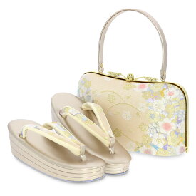 《値下げ！》 草履バッグセット 黒留袖 礼装 草履 バッグセット 草履バッグ セット 結婚式 留袖 訪問着 S M L LLサイズ フリーサイズ 小さいサイズ 大きいサイズ シルバー 銀 オーロラ箔 芝桜 キステオリジナル 日本製 礼装 フォーマル