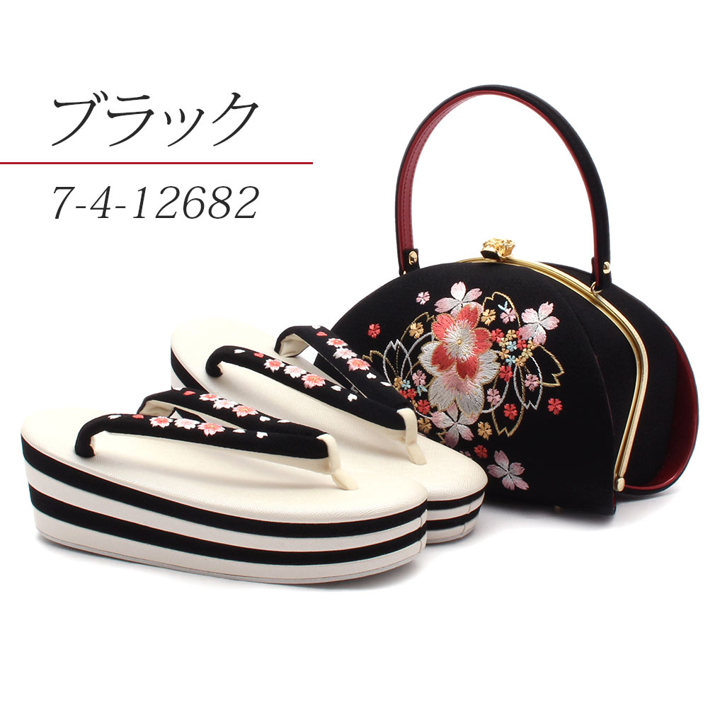 14x12☆桜の刺繍 草履バッグセット Lサイズ☆新品-