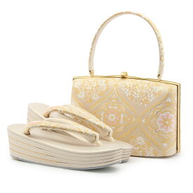 草履バッグセット 留袖用 訪問着用 結婚式 フォーマル 草履 バッグ 留袖 成人式 結婚式 凛華錦 彩小径 Lサイズ フリーサイズ 金 桃 橙 白 薄黄 立涌紋 正絹帯地 日本製 4枚芯 草履バックセット 草履バッグ 草履バック バック