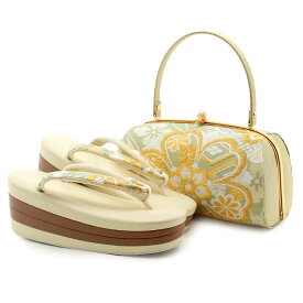 草履バッグセット 成人式 振袖用 成人用 キステオリジナル S M L LLサイズ 金 緑 華紋 帯地 4枚芯 ハイヒール 厚底 小さめ 大きめ 日本製 痛くない 振袖 卒業袴 振り袖 ママ振 おしゃれ はたち ぞうり 草履 草履バック 草履バックセット 着物 バック バッグ