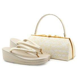 草履バッグセット 留袖用 訪問着用 華三彩 Kissteオリジナル S M L LLサイズ ゴールド シャンパンゴールド シルバー 吉祥紋 織り生地 2枚芯 日本製 小さいサイズ 大きいサイズ 優花緒 痛くない 黒留袖 色留袖 礼装用 フォーマル 結婚式 ぞうり 草履 草履バック 着物