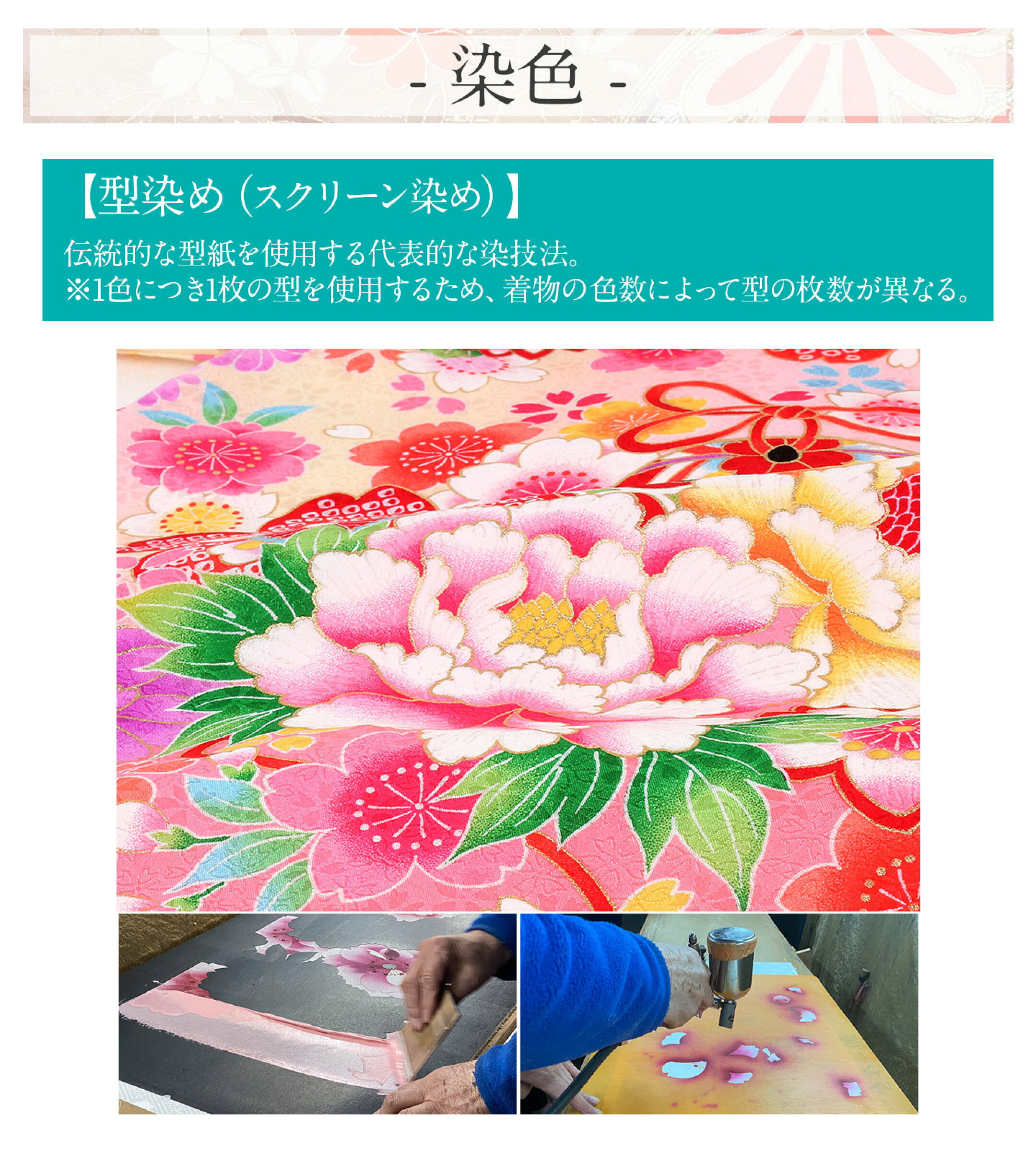 伝統的な型紙を使用する代表的な染技法